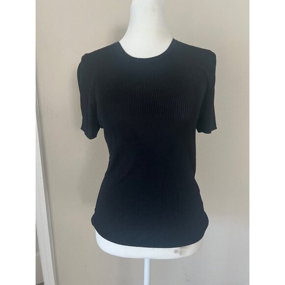 NWOT Madewell ribbed stretchy black basic casual top SMALL - Picture 1 of 6